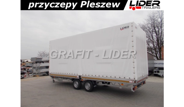 LT-038 przyczepa + plandeka 620x220x260cm, spedycyjna przyczepa ciężarowa, towarowa, 2 osiowa, DMC 3500kg
